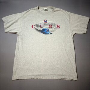 Mens Lee Sport 2XL Gray Chicago Cubs Baseball Graphic‎ T Shirt 2006